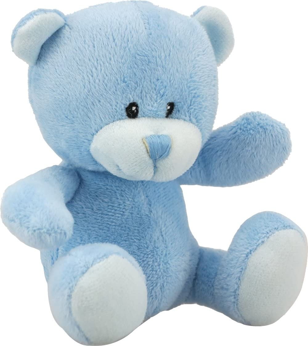 Suki Baby Supersoft Plush Small Baby's Bear with Embroidered Details (Blue)