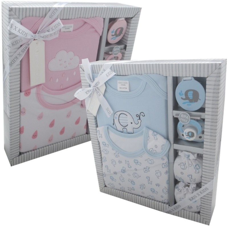 Kris X Kids Elephants 4 Piece Gift Set Pink or Blue