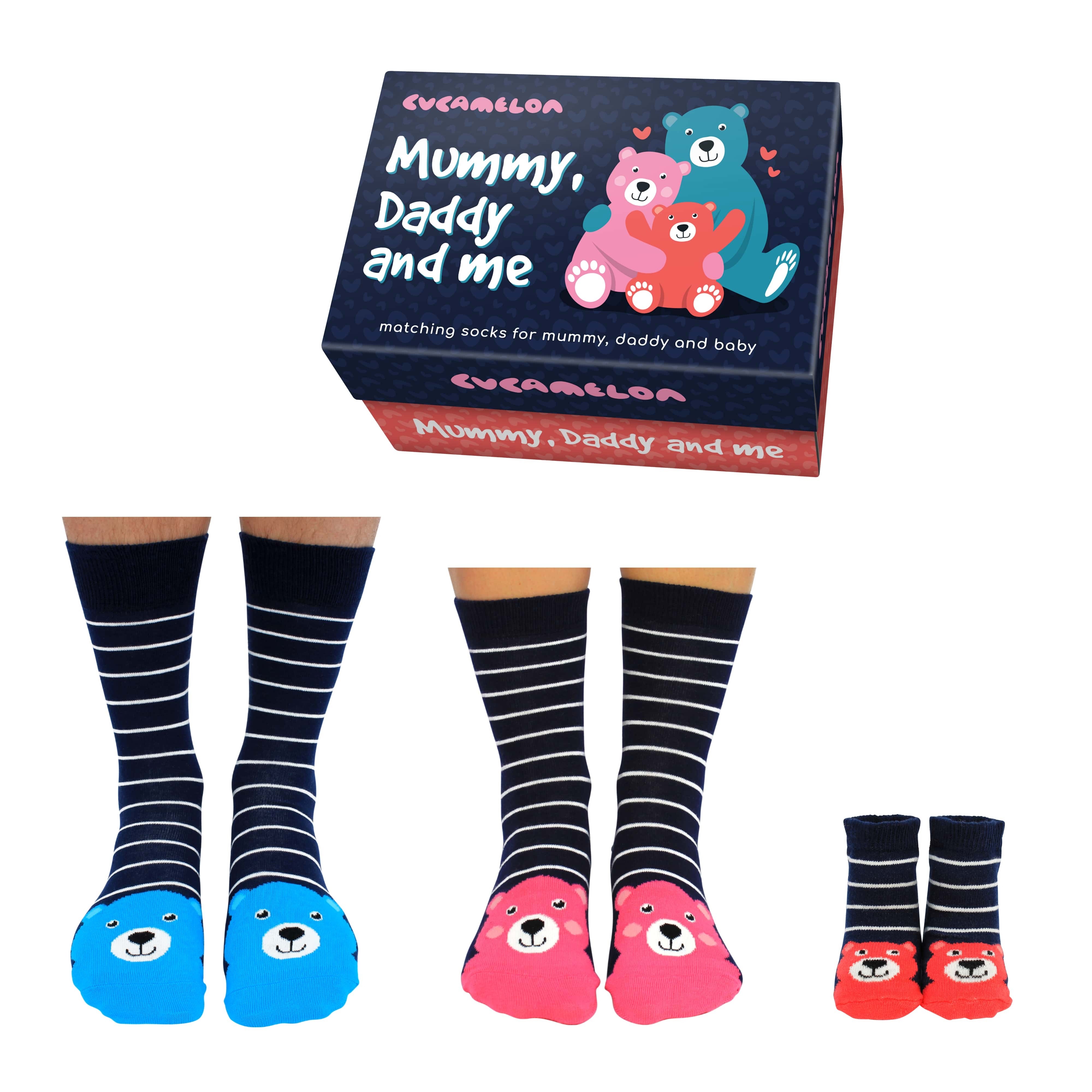 Mummy Daddy and Me socks by Cucamelon