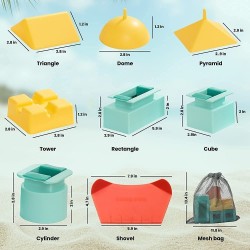 Sand Pals Beach Toy Sand Castle Building Kit for Sand, Snow, and Mud with Brick Release Moulds and Carry Bag - Sand Pal Family Beach Sand Construction Toy for Super Sized Sandcastles