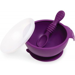 Bumkins Silicone First Feeding Set  bowl lid and spoon