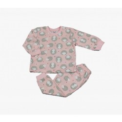   Pyjama set with printed "Hedgehog" design. Three sizes for girls aged 12 to 24 months